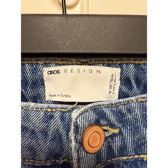 ASOS DESIGN Men's double pleat jeans in Med  blue 30 x 34 - Picture 3 of 5